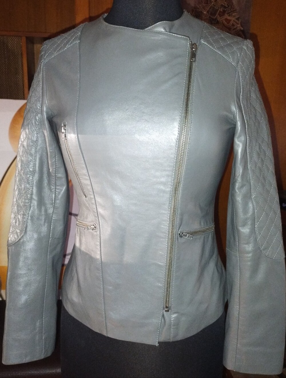 Stefanel Lamb Leather Moto Jacket Size 4